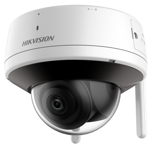 Hikvision - Telecamera Dome IP gamma Wi-Fi - Risoluzione 2 Megapixel (1920x1080) - Ottica 2.8 mm | Wi-Fi IEEE802.11b/g/n - Portata IR 30 m | Microfono e altoparlante integrati - Slot per scheda MicroSD fino a 256 GB