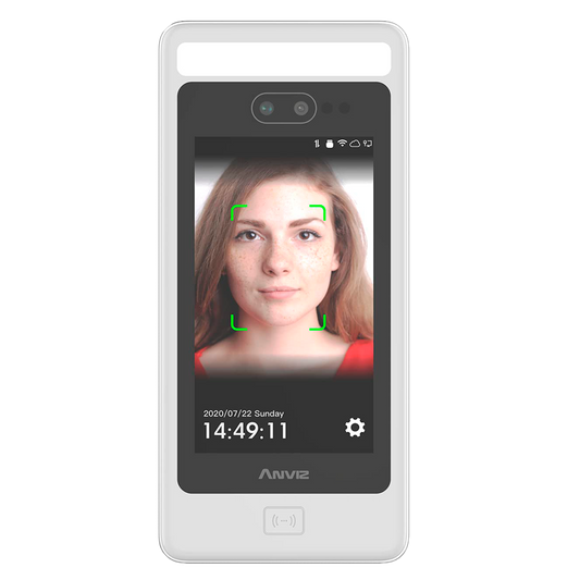 Controllo accessi e presenze Anviz - Rilevamento mascherina - Identificazione tramite viso, scheda e PIN - 50.000 utenti | 100.000 registri - 10 modalità  di presenza | Controller integrato - Software Anviz CrossChex | Per Esterni IP65