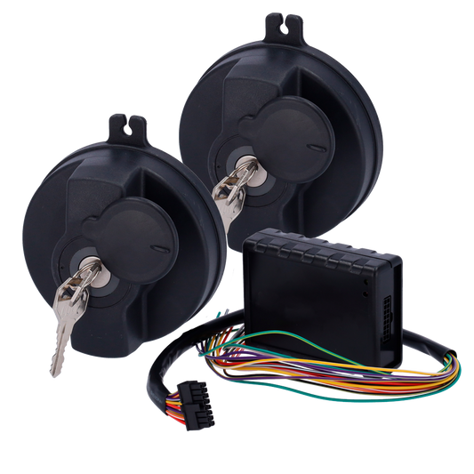 Kit tappo di sicurezza per camion - Rileva e notifica i tentativi di furto di carburante  - Sistema da integrare con Ajax - Integrazione con AJ-DOORPROTECT e AJ-TRANSMITTER - Include due tappi (à 6 cm)  - e modulo di comunicazione