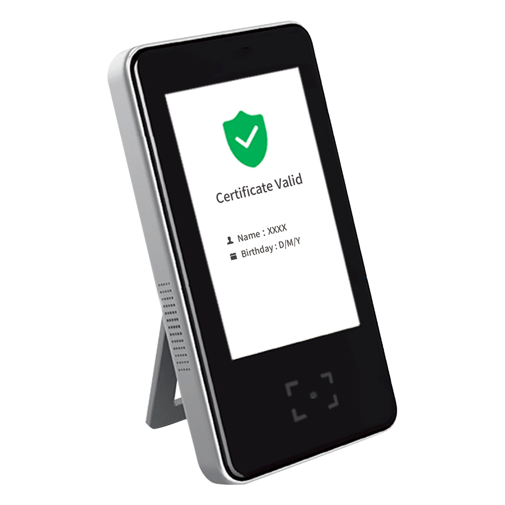 Lettore Green Pass QR | Certificato COVID EU - Connessione Ethernet e WiFi | Multilingue - Verifica tutti i tipi di certificazione Covid - Autenticazione con i Server dei paesi dell' Unione Europea - Plug & Play | Installazione a parete o su superficie - Uscita Relè per porte o allarme