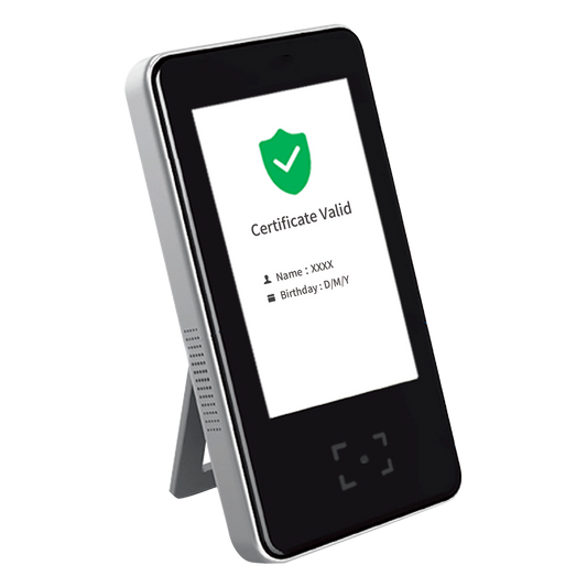 Lettore Green Pass QR | Certificato COVID EU - Connessione Ethernet e WiFi | Multilingue - Verifica tutti i tipi di certificazione Covid - Autenticazione con i Server dei paesi dell' Unione Europea - Plug & Play | Installazione a parete o su superficie - Uscita Relè per porte o allarme