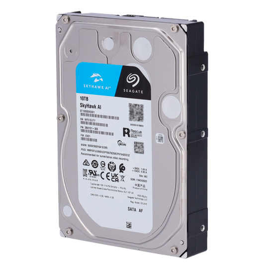 Hard Disk Seagate Skyhawk - Capacità  10 TB - Interfaccia SATA 6 GB/s - Fino a 32 trasmissioni di intelligenza artificiale - Modello ST10000VE0008 - Speciale per videoregistratore di rete (NVR)