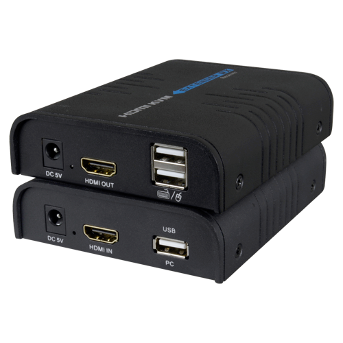 Estensore HDMI/USB per TCP/IP - Trasmettitore e ricevitore - Distanza 120 m - Fino a 1080p - Alimentazione DC 5 V