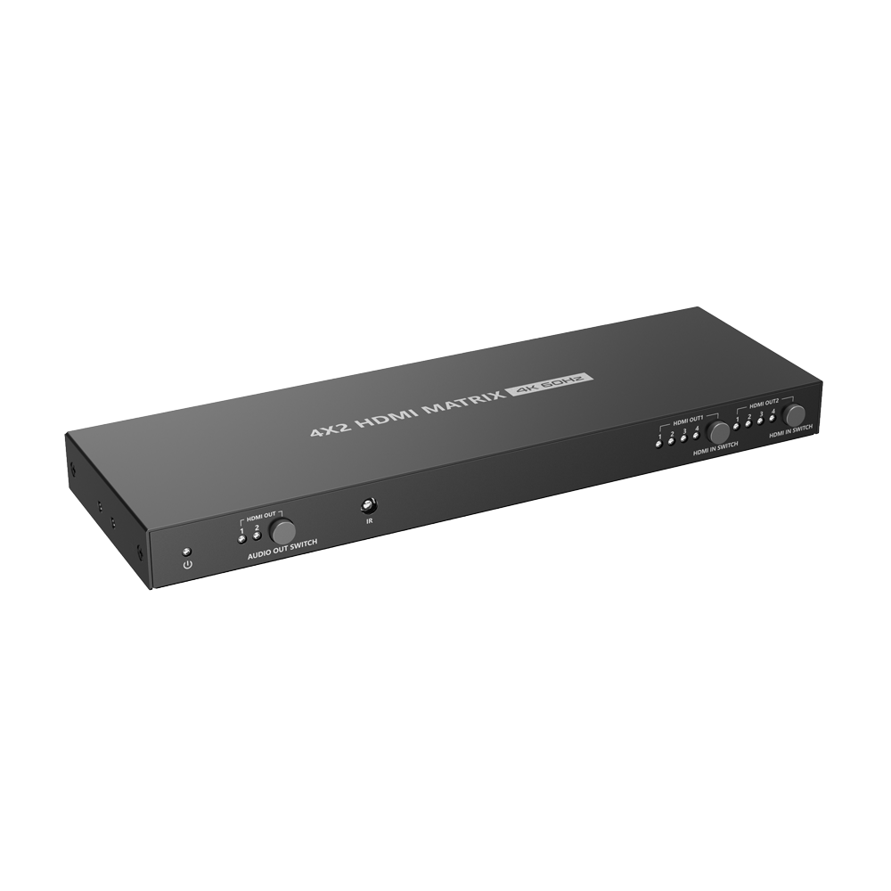Matrice Video HDMI - 4 Entrate HDMI - 2 Uscite HDMI - Fino a  4K (Entrata e Uscita) - Permette controllo remoto - Alimentazione DC 12 V