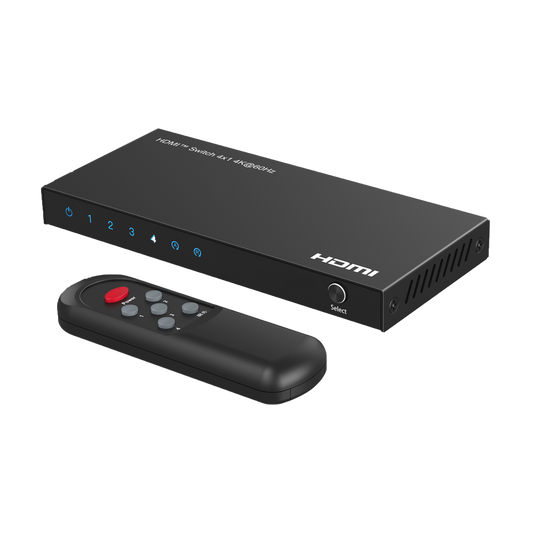 HDMI Switch - 4 Ingressi HDMI - 1 Uscita HDMI - Risoluzione 4K@60Hz - Tastiera - Controllo con telecomando a distanza