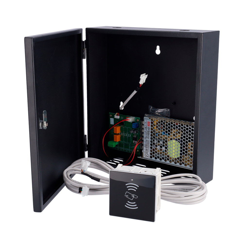 Controller di accessi RFID - Lettore di schede MF - Accesso per scheda - Uscita Relè per 1 porta - Include alimentatore - HOTEL-ACCESS-KIT