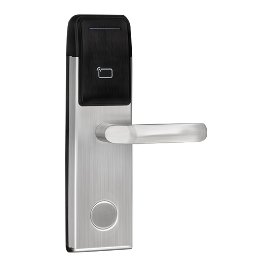 Serratura hotel - Apertura tramite scheda MF  - Backset 60 mm |  Apertura a destra - Funzionamento autonomo con batteria 4 x AA - Cilindro di emergenza - Gestione con il software Hotel Lock System