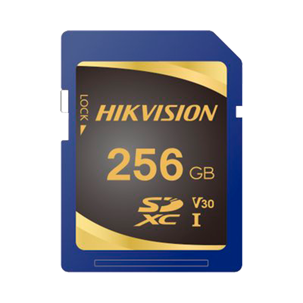 Scheda di memoria Hikvision - Capacità  256 GB - Classe 10 U3  - Fino a 3000 cicli di scrittura - Velocità  di lettura 95 MB/ di scrittura 85 MB/s  - Formato SDXC