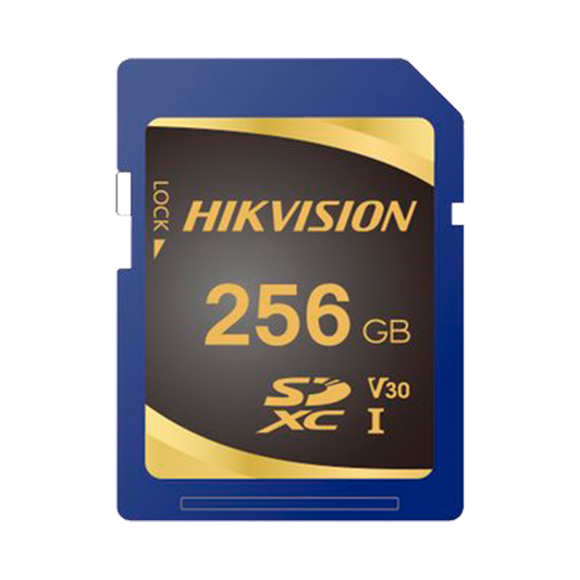 Scheda di memoria Hikvision - Capacità  256 GB - Classe 10 U3  - Fino a 3000 cicli di scrittura - Velocità  di lettura 95 MB/ di scrittura 85 MB/s  - Formato SDXC