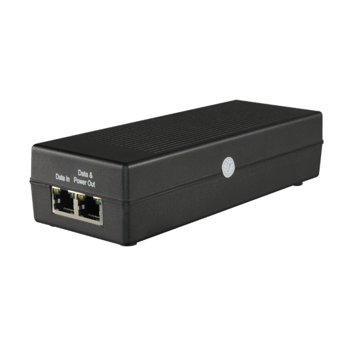 Iniettore PoE - Ingresso/Uscita RJ45 10/100/1000 Mbps - Potenza 30 W - Distanza massima 100 m - PoE/PoE+ IEEE802.3af/at - Stabilizzato e protetto