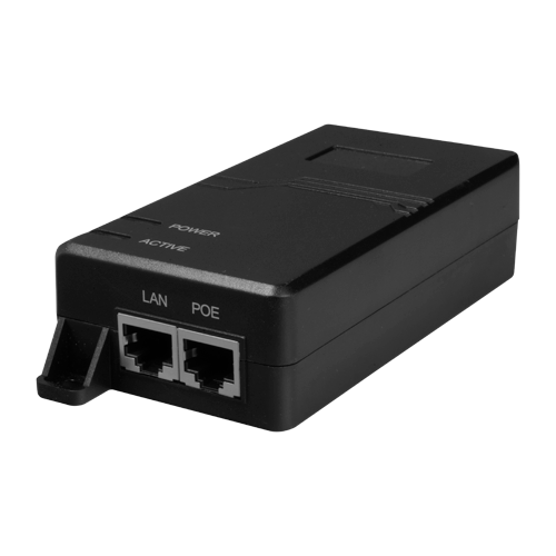 Iniettore PoE - Ingresso/Uscita RJ45 10/100/1000 Mbps - Potenza 60 W - Distanza massima 100 m - PoE/PoE+/Hi-PoE IEEE802.3af/at - Compatibile con SpeedDome Safire/Uniview