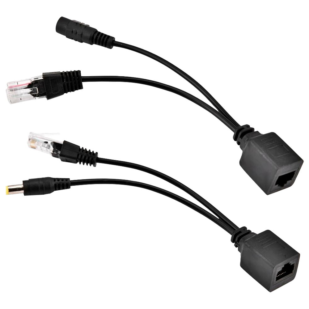 Iniettore e Splitter PoE passivo - Richiede l'utilizzo della coppia inclusa - Ingresso e uscita fino a 48 V - Connettori RJ45 e connettore di alimentazione - Fino a 100 metri UTP - Colore nero