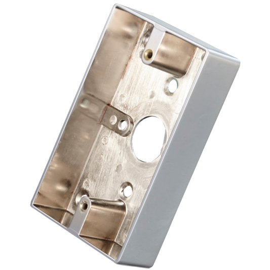 Box per pulsante - Compatibile con ISK-841D - Installazione di superficie - Realizzato in lega di zinco - Resistente e duraturo - Foro di collegamento