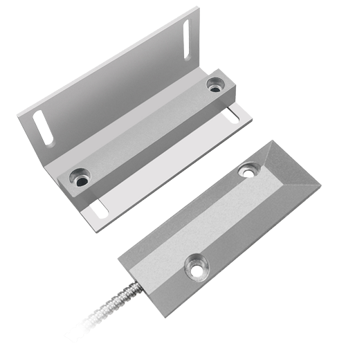 Contatto magnetico - Adatto per l'installazione in metallo - Tecnologia Reed ad Alta potenza - Sistema di connessione a 2 filo - Resistenza agli urti meccanici ed elettrici - Supporto per l'installazione a L