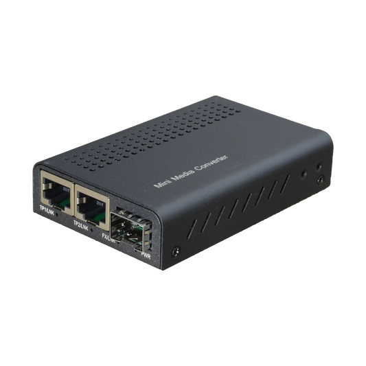 Media Converter - 2x Ethernet RJ45 - 1x SFP - Gigabit - 10/100/1000 Base-TX - Dimensione ridotta