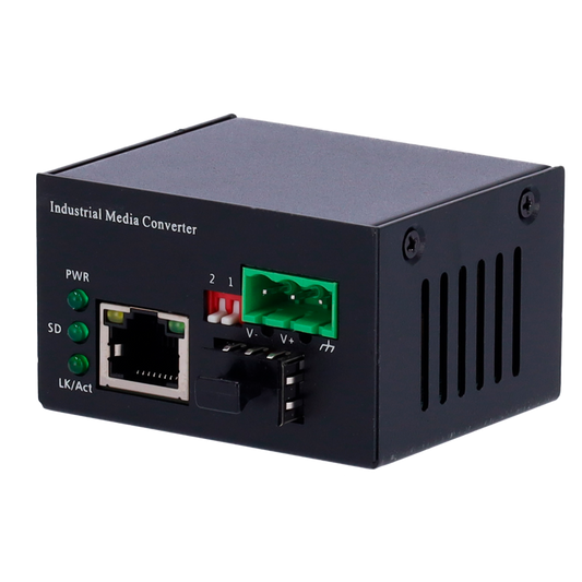 Convertitore multimediale industriale - 1x Ethernet RJ45 - 1x SFP - Gigabit - 10/100/1000 Base-TX - Dimensioni Ultra Compatte - Installazione su Guida DIN