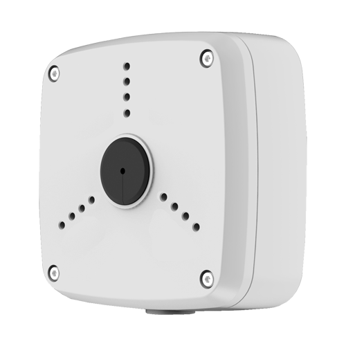 Scatola di giunzione - Per telecamere bullet o dome - Per esterni - Installazione a tetto o parete - Colore bianco - Passacavo