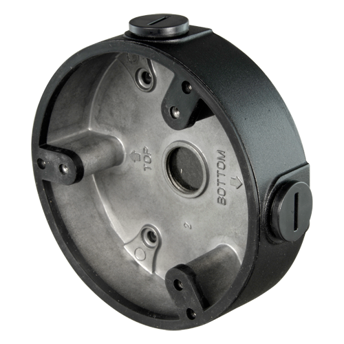 Scatola di giunzione - Per telecamere dome - Per esterni - Installazione a tetto o parete - Colore nero - Passacavo