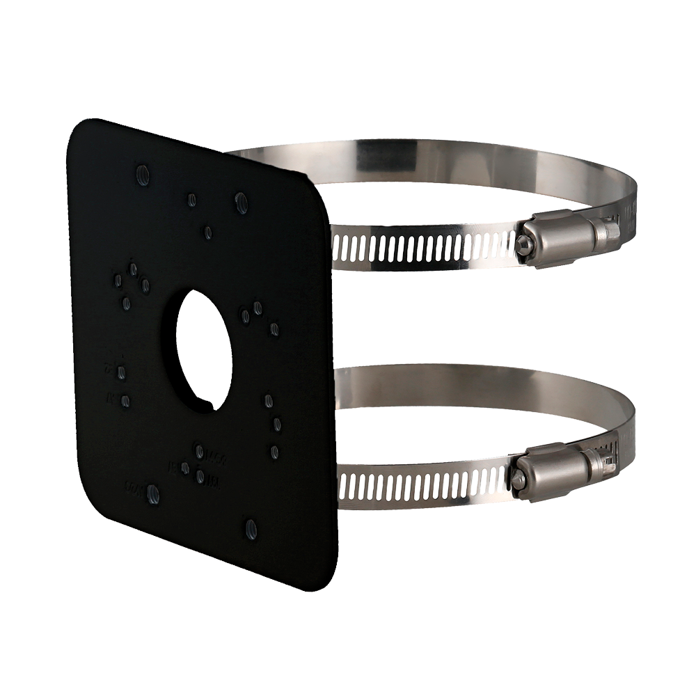 Staffa per pali/lampioni - Per telecamere bullet o dome - Diametro 80~150 mm - Adatto per esterni - Passacavo - Colore nero