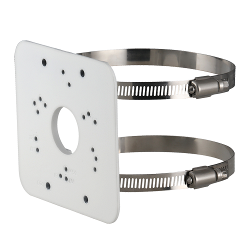 Staffa per pali/lampioni - Per telecamere bullet o dome - Diametro 80~150 mm - Adatto per esterni - Colore bianco - Passacavo