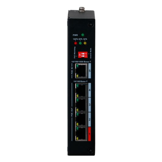 Dahua - Estensore PoE  - Permette di ampliare la distanza di alimentazione POE - Velocità  4x 10/100Mbps + 1x 10/100/1000Mbps - 4 Porte PoE Out FE + 1 Porta PoE In GE - 3x Porte PoE+ 802.3af/at + 1 Porta Hi-PoE