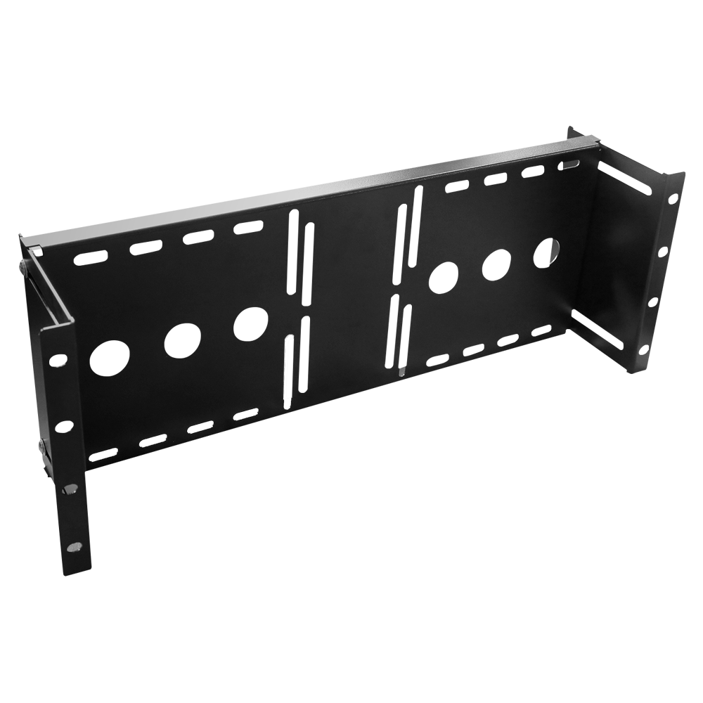 Supporto VESA per installazione in rack - Compatibile con il supporto VESA tra  75~100  mm - Valido per qualsiasi monitor LCD fino a 20" - Alette laterali per rack - Materiale metallico - Colore nero