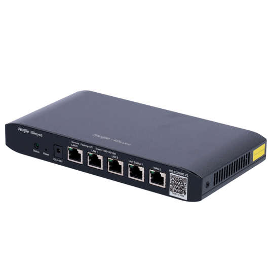 Reyee Router Controller Cloud - 5 Porte RJ45 10/100 /1000 Mbps - Supporta fino a 2 WAN per il failover o il bilanciamento - Fino a 600Mbps di larghezza di banda - Server VPN IPSec, L2TP, PPTP, OpenVPN - Controllo intelligente della larghezza di banda