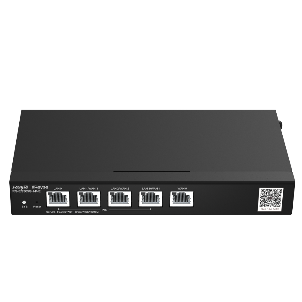 Reyee Router PoE Controller Cloud - 4 Porte PoE+ LAN + 1 Porta WAN - 5 Porte RJ45 10/100 /1000 Mbps - Supporta fino a 4 WAN per il failover o il bilanciamento - Fino a 1500 Mbps di larghezza di banda - Server VPN IPSec, L2TP, PPTP, OpenVPN