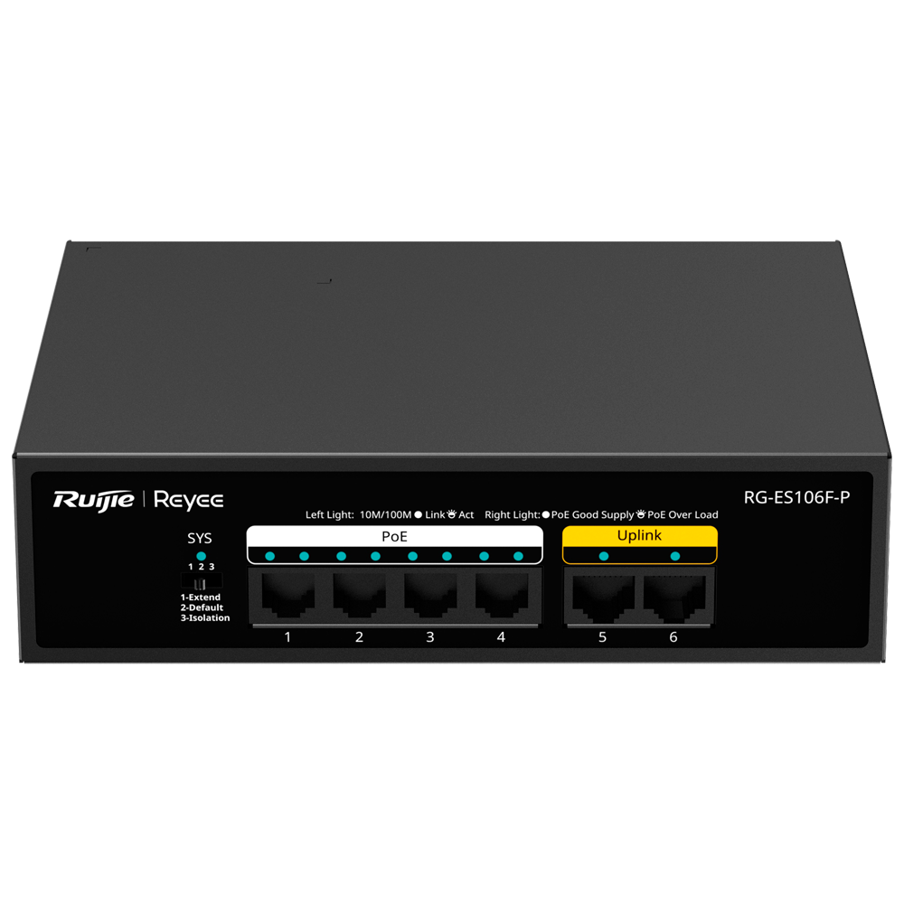 Reyee - Switch PoE non gestito 6 porte Fast Ethernet - RG-ES106F-P