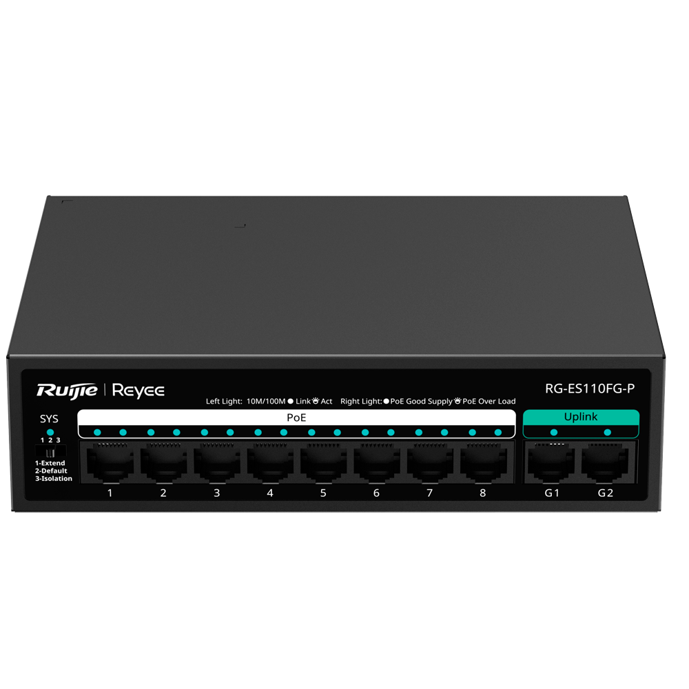 Reyee - Switch PoE non gestito 8 porte Fast Ethernet - RG-ES110FG-P