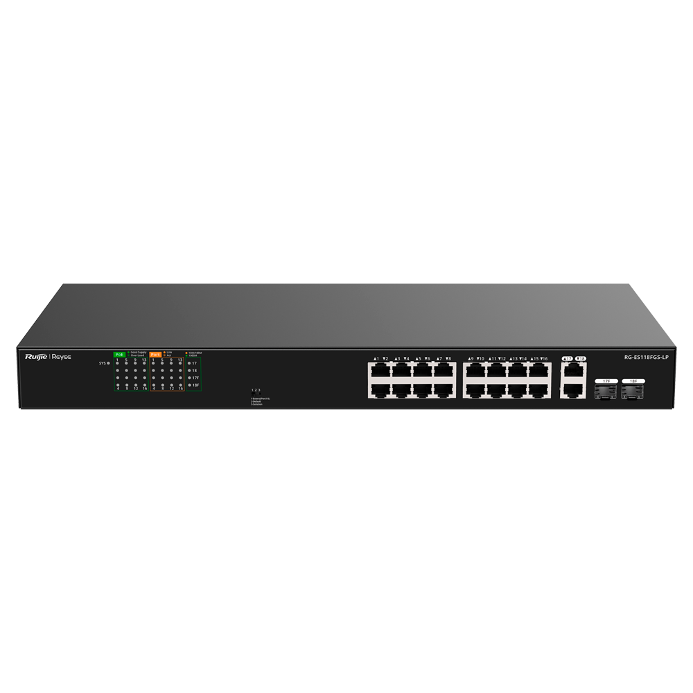 Reyee - Switch PoE non gestito 16 porte Gigabit - RG-ES118FGS-LP | Solaresicuro.com