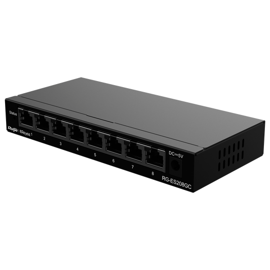 Reyee Switch Cloud - 8 porte RJ45 Gigabit - Velocità  della porta 10/100/1000 Mbps - Plug & Play - VLAN/Port Isolation/Loop Detection - Limite di Velocità  della Porta