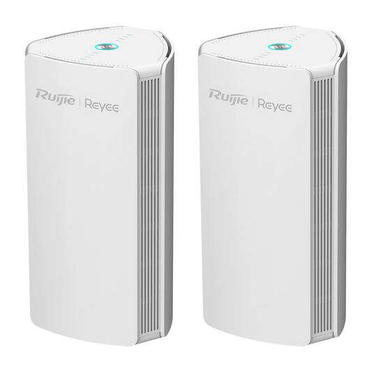 Reyee Pack 2 Routers Gigabit Mesh Wi-Fi 6 AX1800 - 3 Porte RJ45 10/100/1000 Mbps - 802.11ax 2x2 doppia banda 2.4 e 5 GHz  - Gestione remota attraverso Cloud e App - Control Parental , Rete ospiti, Roaming - Progettato per creare una rete Mesh completa