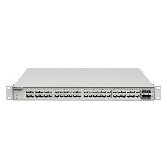 Reyee Switch PoE Cloud Gestibile L2 - 48 porte PoE + 4 SFP+ - 48 10/100/1000Mbps + 4 SFP+ 10Gb - 30 W per porta 802.3af/at / Massimo 370W - VLAN/Port Isolation/STP/RSTP/ACL/QoS - Static LAG/DHCP Snooping/IGMP Snooping/Port Mirroring