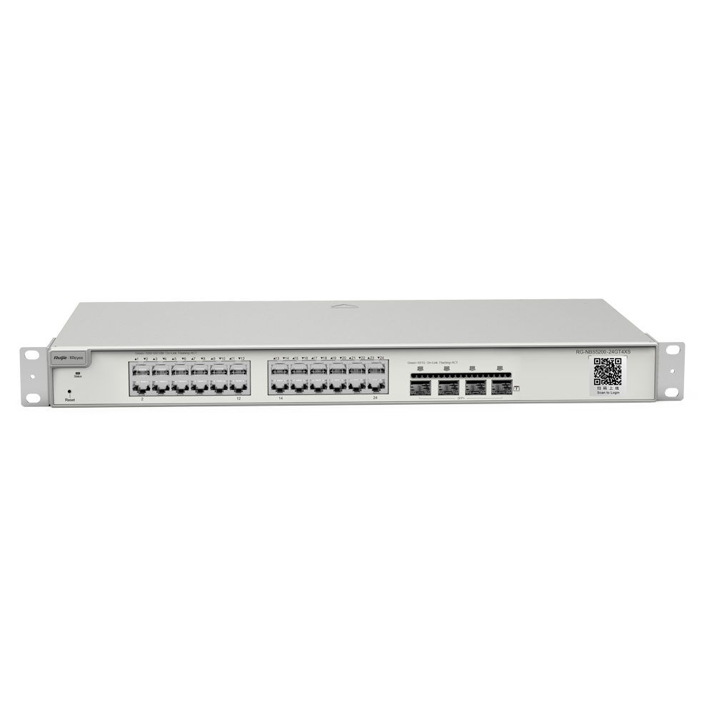 Reyee Switch Cloud Layer  3 - 24 porte RJ45 Gigabit - 4 porte SFP+ 10 Gbps - Static LAG/DHCP Snooping/IGMP Snooping/Port Mirroring - VLAN/Porta Isolation/STP/RSTP/ACL/QoS/802.1X - Server DHCP/Rotte statiche/RIP/OSPF/SNMP