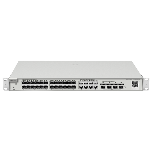 Reyee Switch Cloud Layer  3 - 24 porte SFP Gigabit  (8 Porte Combo RJ45) - 4 porte SFP+ 10 Gbps - Static LAG/DHCP Snooping/IGMP Snooping/Port Mirroring - VLAN/Porta Isolation/STP/RSTP/ACL/QoS/802.1X - Server DHCP/Rotte statiche/RIP/OSPF/SNMP