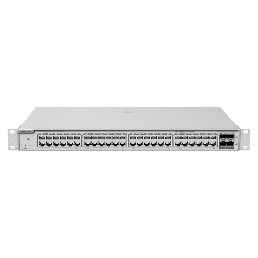 Reyee Switch Cloud Layer  3 - 48 porte RJ45 Gigabit - 4 porte SFP+ 10 Gbps - Static LAG/DHCP Snooping/IGMP Snooping/Port Mirroring - VLAN/Porta Isolation/STP/RSTP/ACL/QoS/802.1X - Server DHCP/Rotte statiche/RIP/OSPF/SNMP