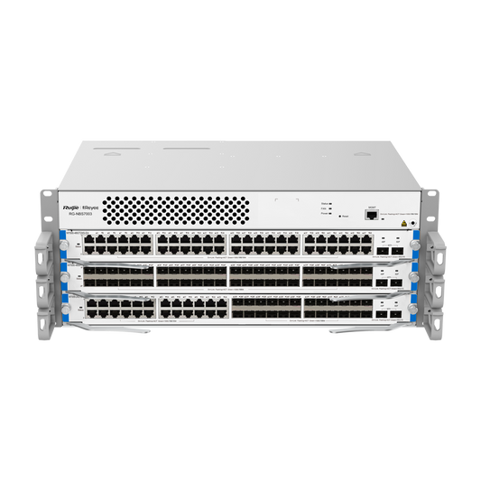 Reyee Switch Layer L3 modulare - 3 Slot di Espansione (dimensione totale di 4U) - Fino a 144 porte GE / 144 SFP GE / 48 SFP+ - Static LAG/DHCP Snooping/IGMP Snooping/Port Mirroring - VLAN/Porta Isolation/STP/RSTP/ACL/QoS/802.1X - Server DHCP/Rotte statiche/RIP/OSPF/SNMP