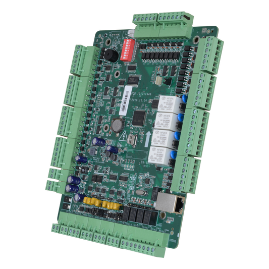 Controller di accessi biometrico - Accesso tramite impronta digitali, volti, scheda o password - Comunicazione TCP/IP | eHome | ISAPI | OSDP - 4 Ingressi Wiegand 26 e 8 RS485 - Uscita a Relè per quattro porte - Software Safire Control Center