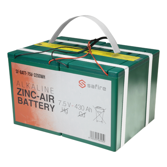 Batteria zinc-aire - Voltaggio 7.5 V / Capacità 3200 Wh - Connettore triplo DC: Jack, mini USB e molex - Lunghezza del cavo 2 m - Compatibile con Ajax e RSI Videofied - 158 (La) x 260 (Lu) x 188 (I) mm / 7.6 Kg - SF-BATT-75V-3200WH