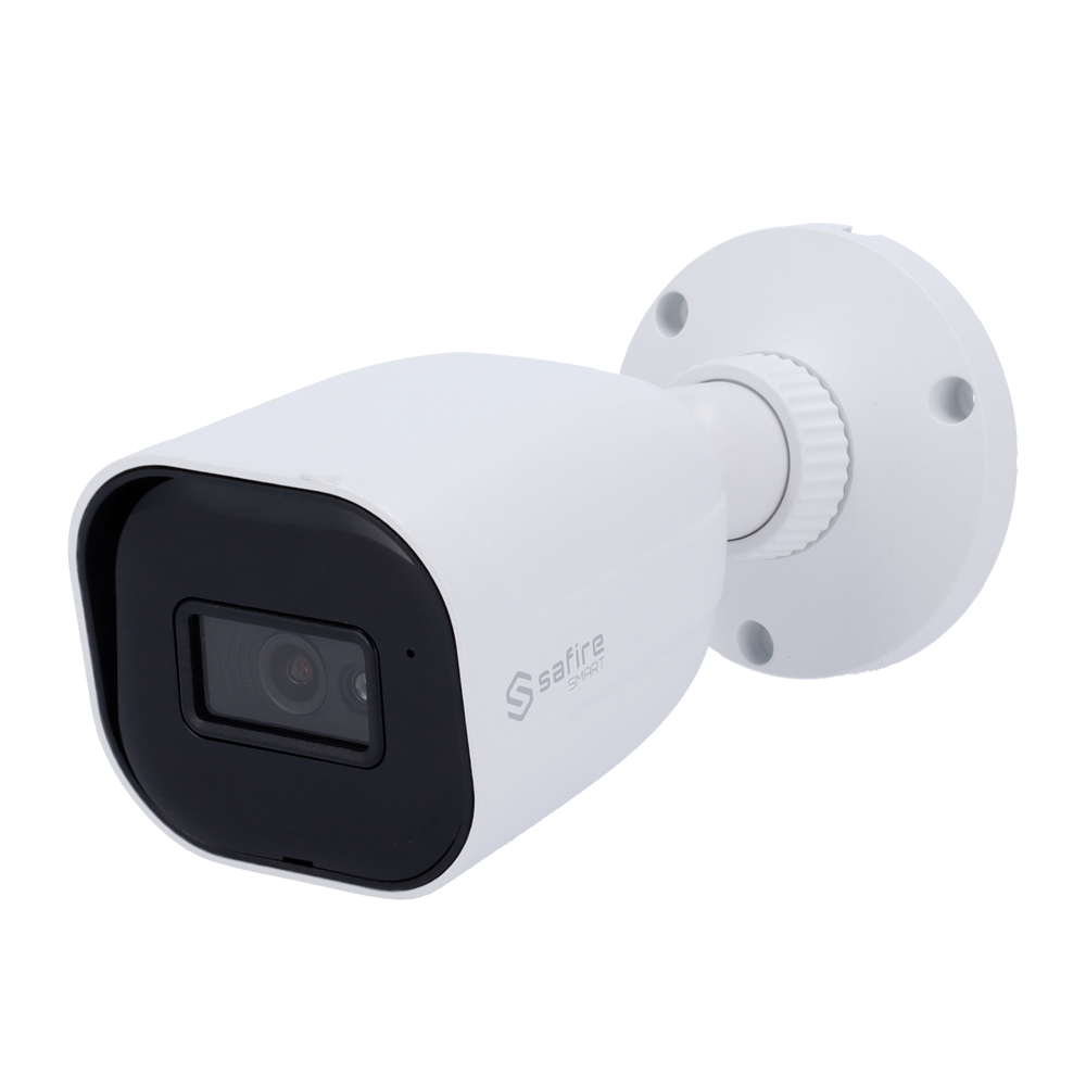 Safire Smart - Telecamera Bullet IP gamma E1 Intelligenza Artificiale - Risoluzione 4 Megapixel (2566x1440) - Ottica 2.8 mm | Audio IN | IR 30m - IA: Classificazione di persone e veicoli - Waterproof IP67 | PoE (IEEE802.3af)