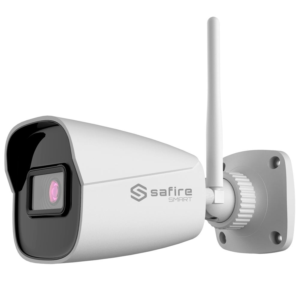 Safire Smart - Telecamera Bullet WiFi  E1 Intelligenza Artificiale - Risoluzione 4 Megapixel (2566x1440) - Ottica 2.8 mm | Audio IN | IR 30m - IA: Classificazione di persone e veicoli - Waterproof IP67 | PoE (IEEE802.3af)