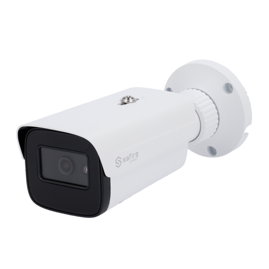 Safire Smart - Telecamera Bullet IP gamma E1 Intelligenza Artificiale - Risoluzione 4 Megapixel (2566x1440) - Ottica 3.6 mm | Microfono integrato | IR 50m - IA: Classificazione di persone e veicoli - Waterproof IP67 | PoE (IEEE802.3af)