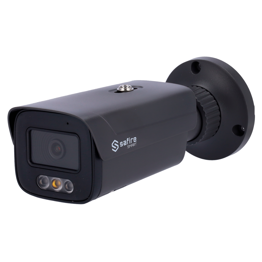 Telecamera Bullet IP Safire Smart 4 MP, ottica 2.8 mm, AI, audio, LED 30 m, colore grigio