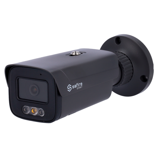 Telecamera Bullet IP Safire Smart 4 MP, ottica 2.8 mm, AI, audio, LED 30 m, colore grigio