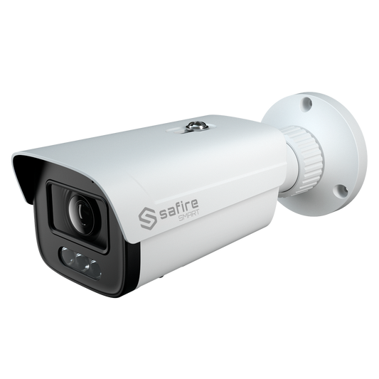 Safire Smart - Telecamera Bullet IP gamma E1 Night Color IA - Risoluzione 4 Megapixel (2566x1440) - Ottica Motorizzata 2.8~12mm | IR&amp;Led fino a 40m - IA: Classificazione di persone e veicoli - Waterproof IP67 | PoE (IEEE802.3af)
