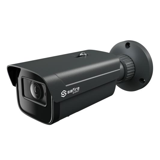 Safire Smart - Telecamera Bullet IP gamma E1 Intelligenza Artificiale - Risoluzione 4 Megapixel (2566x1440) - Ottica Motorizzata 2.8~12mm | Audio| IR 50m - IA: Classificazione di persone e veicoli - Waterproof IP67 | PoE (IEEE802.3af)