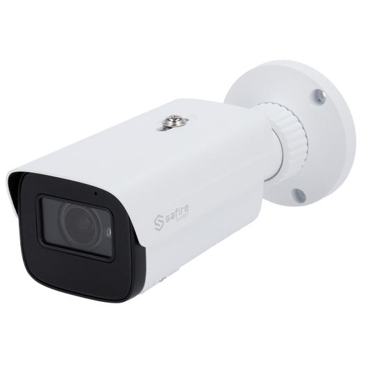 Safire Smart - Telecamera Bullet IP gamma E1 Intelligenza Artificiale - Risoluzione 4 Megapixel (2566x1440) - Ottica Motorizzata 2.8~12mm | Audio| IR 50m - IA: Classificazione di persone e veicoli - Waterproof IP67 | PoE (IEEE802.3af)