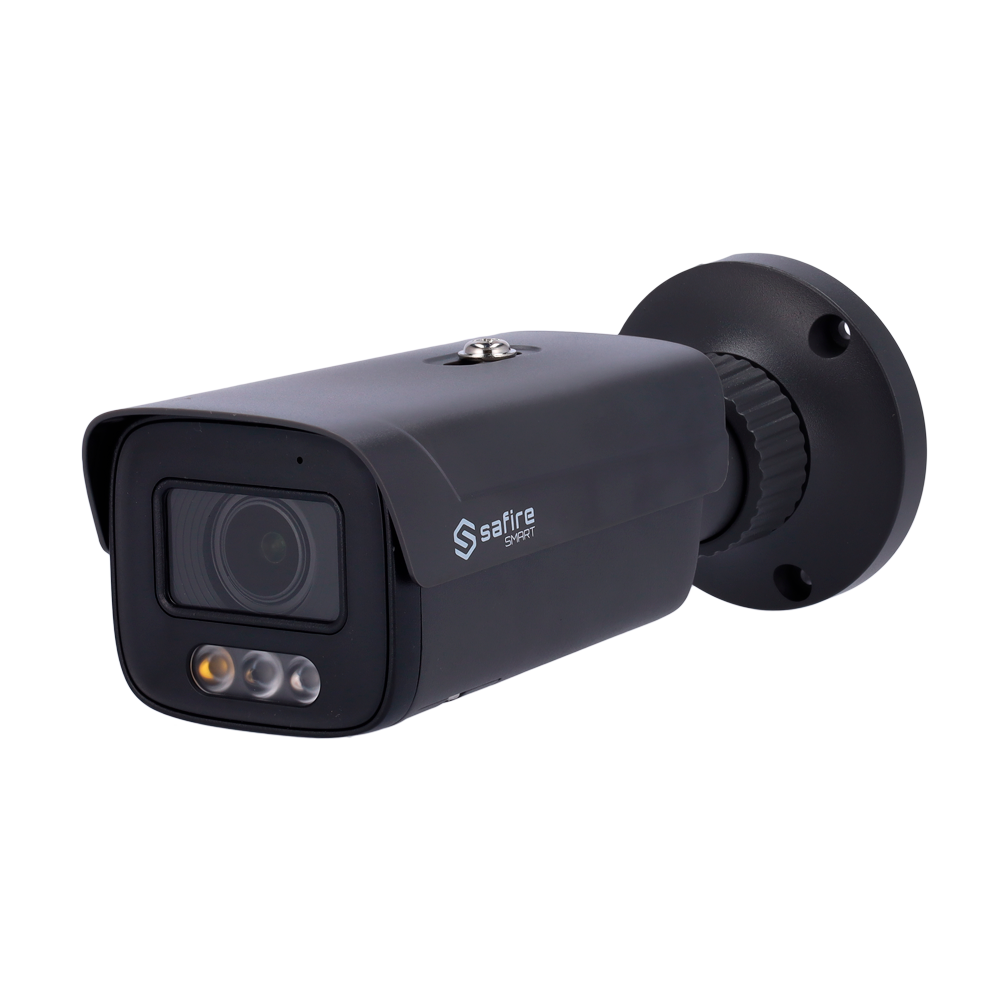Telecamera Bullet IP Safire Smart 4 MP, ottica motorizzata 2.7-13.5 mm, AI, audio, IR 50 m, colore grigio