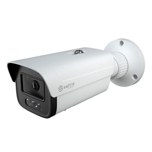 Safire Smart - Telecamera Bullet IP gamma I1 con Deterrenza attiva - Risoluzione 8 Megapixel (3840x2160) - Ottica 2.8-12 mm | MIC; Speaker | Dual light 50m - IA: Classificazione di persone e veicoli - Waterproof IP67 | PoE (IEEE802.3af)